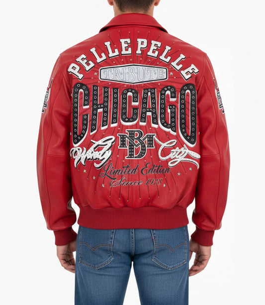 Chicago Windy City Red Leather Jacket