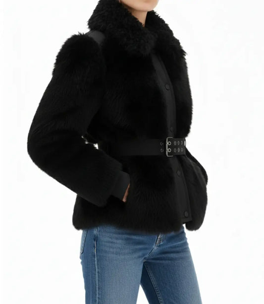 Women’s Valdivian Black Faux-Fur Shearling Jacket