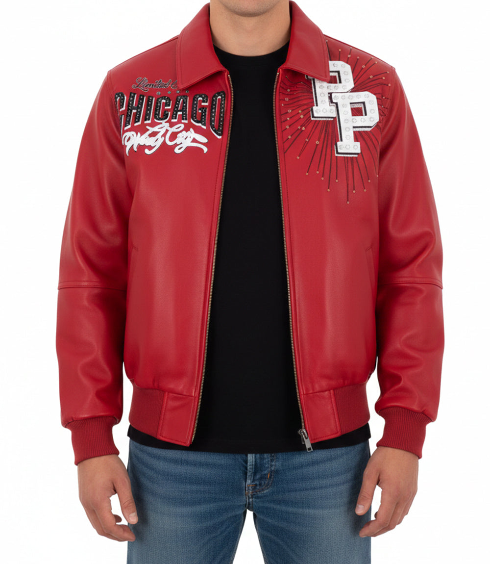 Chicago Windy City Red Leather Jacket
