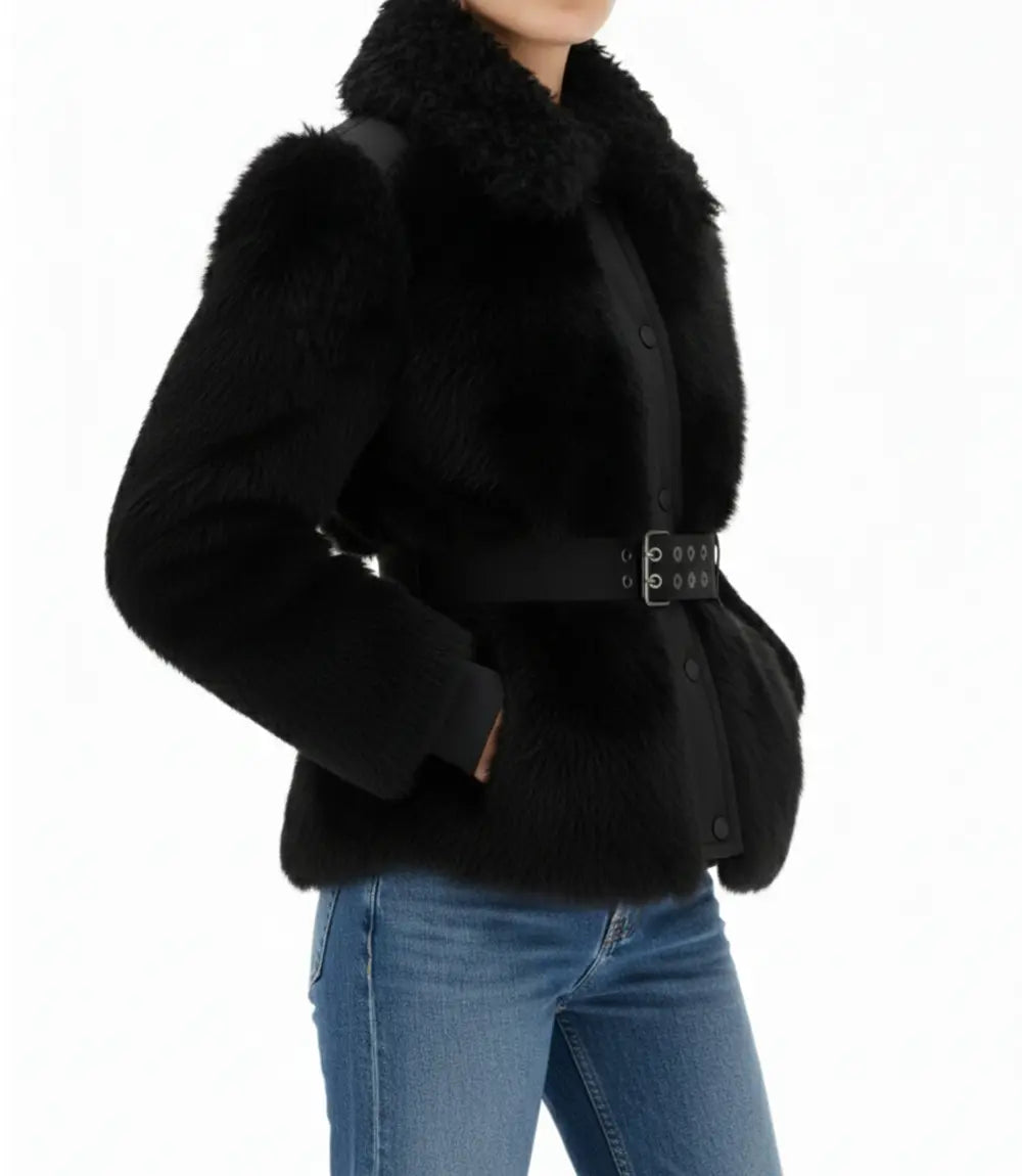 Women’s Valdivian Black Faux-Fur Shearling Jacket