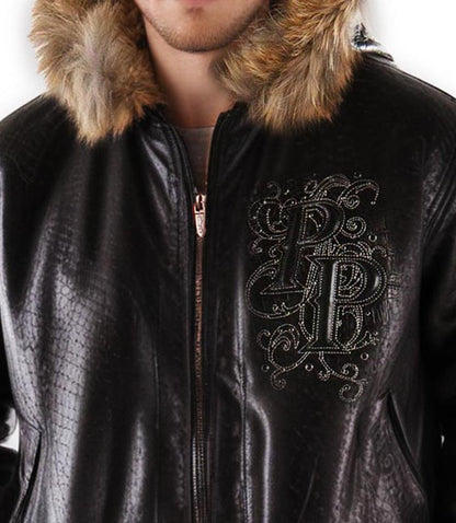 MB Black Leather Jacket with Hood